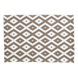 Funda De Cojín Patrón de diamante marrón y blanco taupe