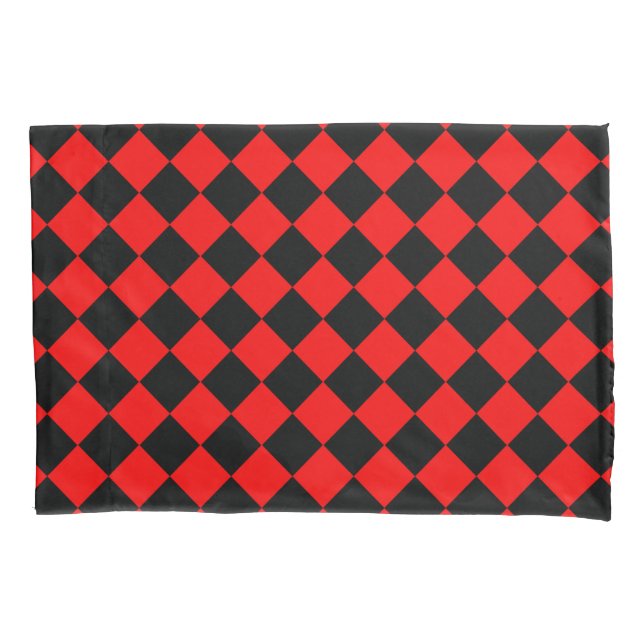 Funda De Cojín Patrón de diamante negro rojo (Anverso-izquierdo)