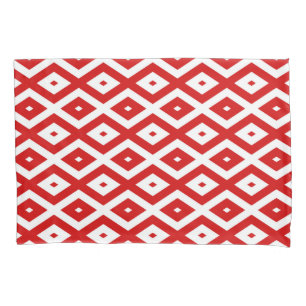 Funda De Cojín Patrón de diamante rojo y blanco