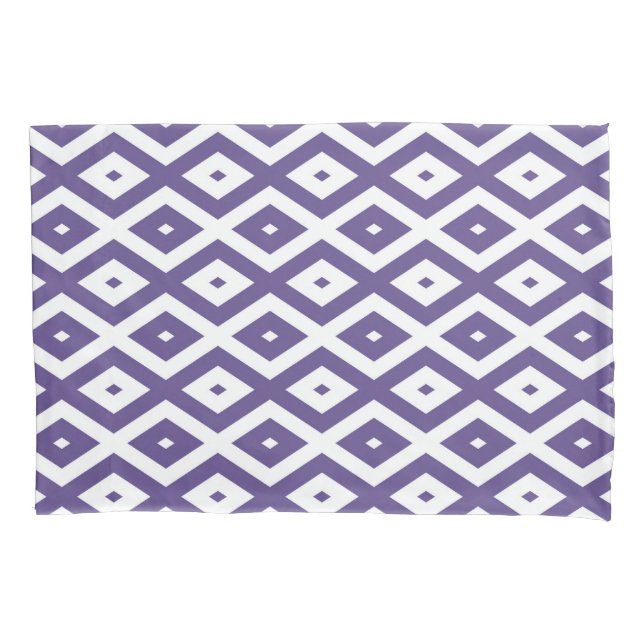 Funda De Cojín Patrón de diamante ultravioleta y blanco (Anverso)