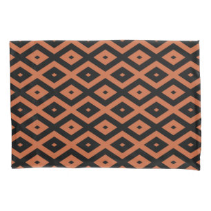 Funda De Cojín Patrón de diamantes de naranja y negro