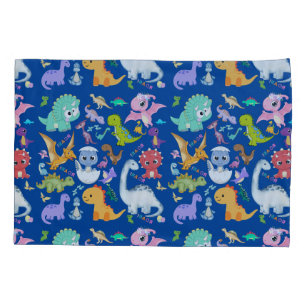 Funda De Cojín Patrón de dinosaurio lindo en azul