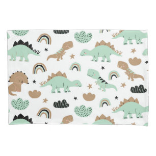Funda De Cojín Patrón de dinosaurio verde de menta