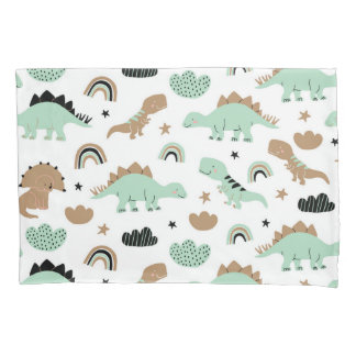 Funda De Cojín Patrón de dinosaurio verde de menta
