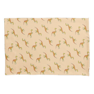 Funda De Cojín Patrón de dinosaurios amarillos de rayas rojas
