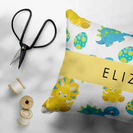 Funda De Cojín Patrón De Dinosaurios, Dinosaurios Cutos, Tu Nombr