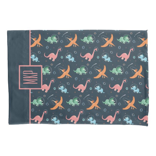 Funda De Cojín Patrón de dinosaurios espaciales personalizados (Anverso)