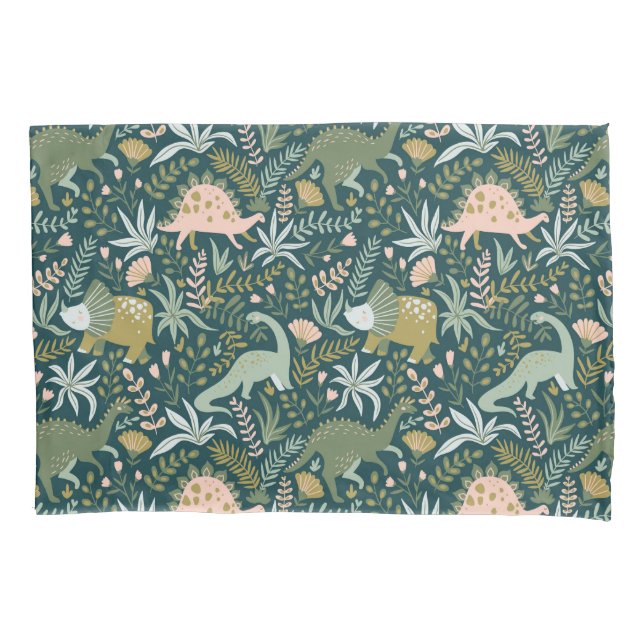 Funda De Cojín Patrón de dinosaurios verdes (Anverso-izquierdo)