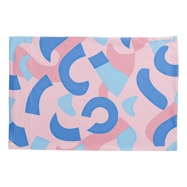 Funda De Cojín Patrón de Doodle rosa y azul (Reverso)