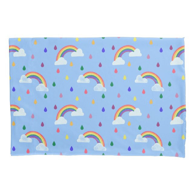 Funda De Cojín Patrón de ducha de lluvia arco iris para niños peq (Anverso)