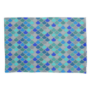 Funda De Cojín Patrón de escalas de gris azul