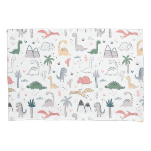 Funda De Cojín Patrón de escena de Dinosaurio Divertido Pastel