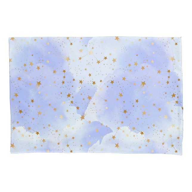 Funda De Cojín Patrón de estrella dorada de Lavendar (Anverso-izquierdo)