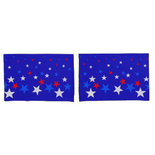 Funda De Cojín Patrón de estrellas azul, rojo y blanco
