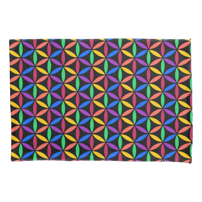 Funda De Cojín Patrón de flor arco iris (Anverso)