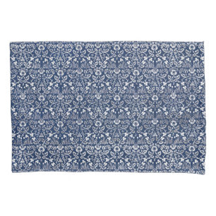 Funda De Cojín Patrón de flor de fondo azul Morris Vintage 1882