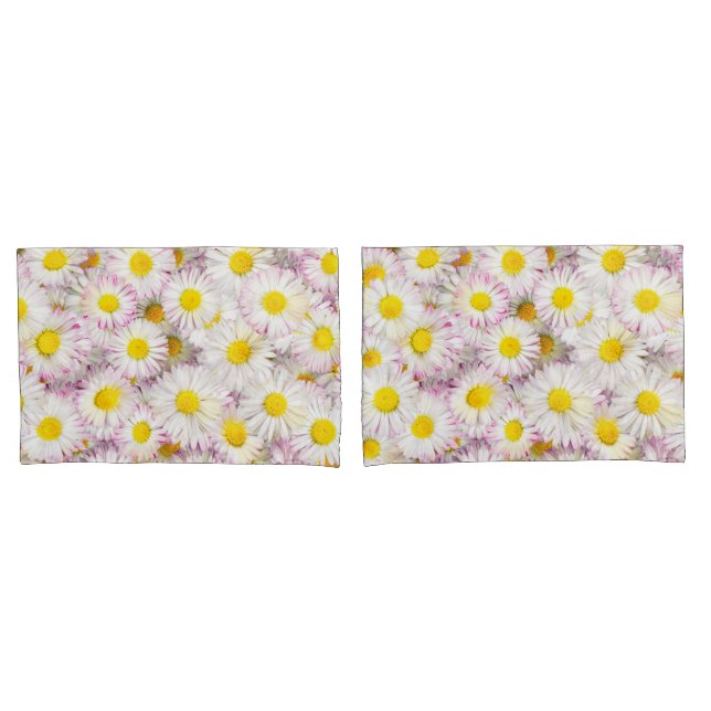 Funda De Cojín Patrón de flor de margarita rosada (Anverso - Set)
