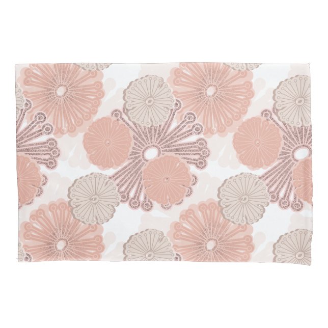 Funda De Cojín Patrón de flor de oro Rosa (Anverso)