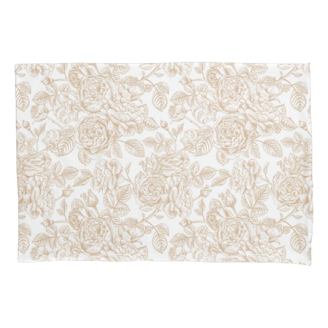 Funda De Cojín Patrón de flor de Rosa ventilado Beige (Anverso)