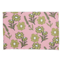 Patrón de flor hippie y hondo retro rosa verde Y2K