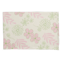 Funda De Cojín Patrón de flor verde rosado retro Y2K 70