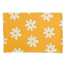 Funda De Cojín Patrón de flor Y2K del retro blanco amarillo