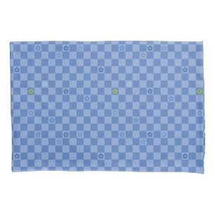 Funda De Cojín Patrón de flores a cuadros nº 01 - azul claro