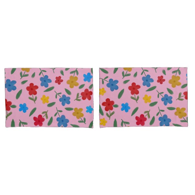 FUNDA DE COJÍN PATRÓN DE FLORES COLORIDOS ELEGANTES (Anverso - Set)