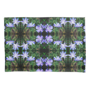 Funda De Cojín Patrón de flores de achicoria salvajes azules