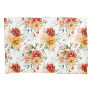 Funda De Cojín Patrón de flores de Peony Rojo