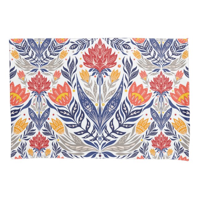 Funda De Cojín Patrón de flores folclóricas (Anverso)