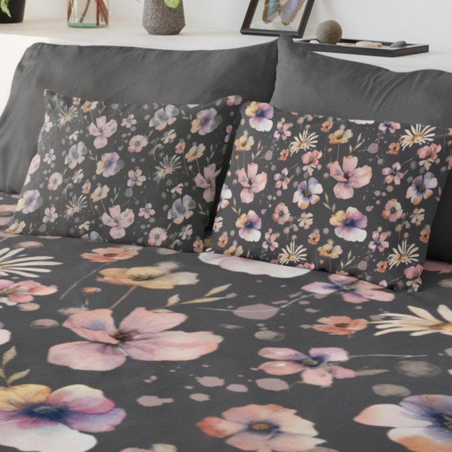 Funda De Cojín Patrón de flores silvestres de acuarela boho malhu (Subido por el creador)