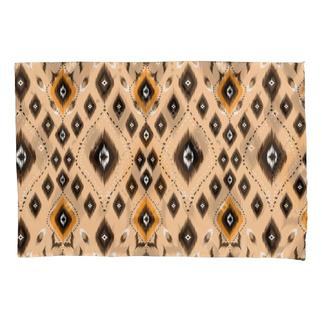Funda De Cojín Patrón de folklore geométrico étnico Ikat (Anverso)