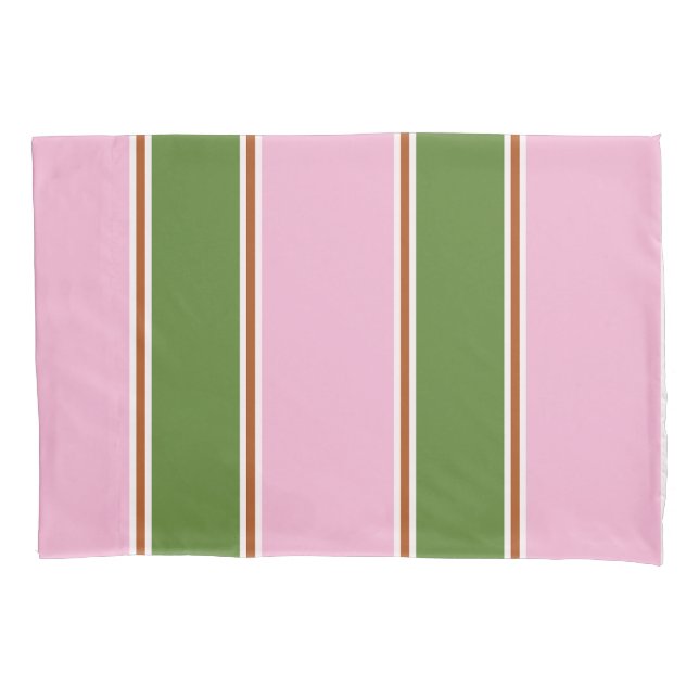 Funda De Cojín Patrón de franja verde rosa retro (Anverso)