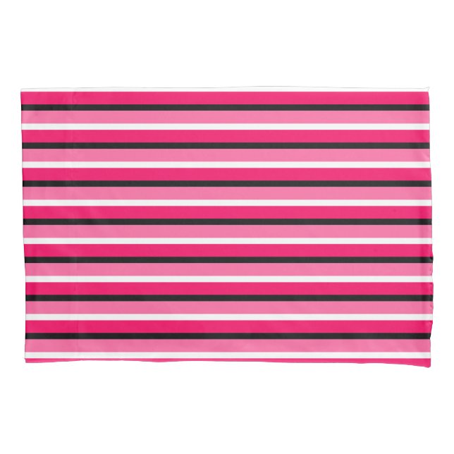 Funda De Cojín Patrón de franjas rosadas claras y oscuras (Anverso)