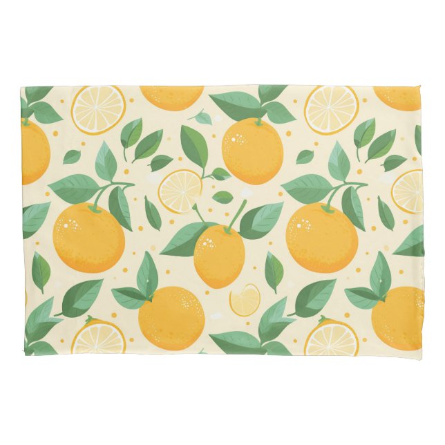 Funda De Cojín Patrón de fruta tropical amarillo limón cítrico (Anverso)