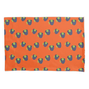 Funda De Cojín Patrón de frutos de arándano sobre el naranja