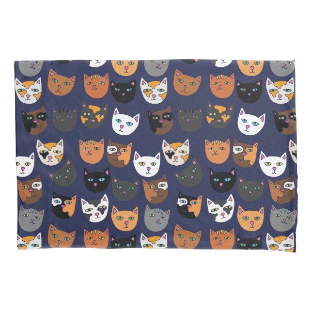 Funda De Cojín Patrón de gatitos en todas partes (Anverso)