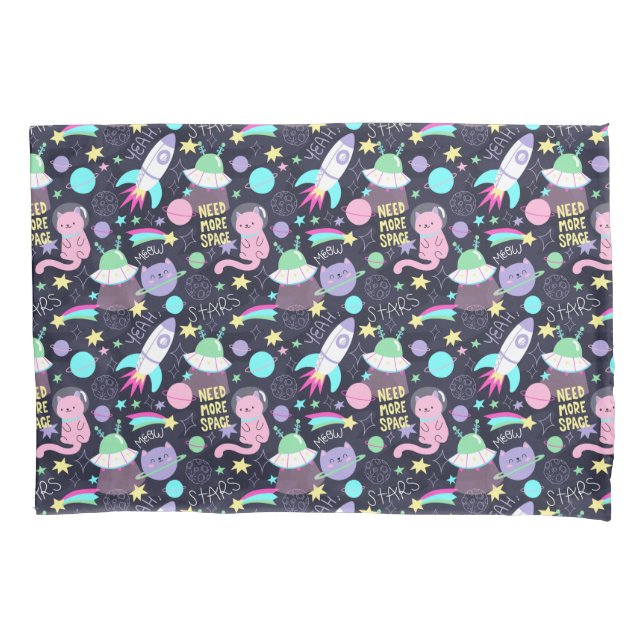 Funda De Cojín Patrón de gato espacial (Anverso-izquierdo)