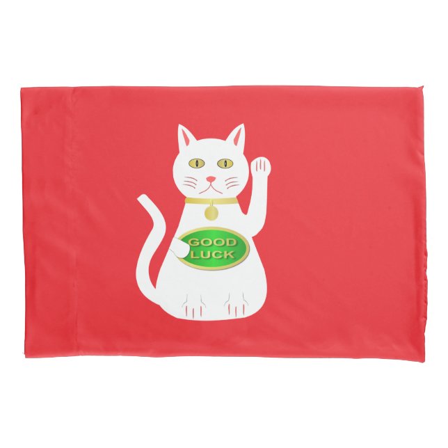 Funda De Cojín Patrón de gato lucky oriental (Anverso)