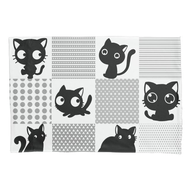 Funda De Cojín Patrón de gato negro (Anverso-izquierdo)