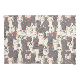 Funda De Cojín Patrón de gatos blancos y grises