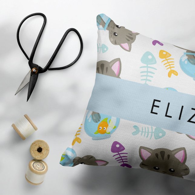 Funda De Cojín Patrón De Gatos, Gatos Cutos, Gatitos, Tu Nombre (Subido por el creador)