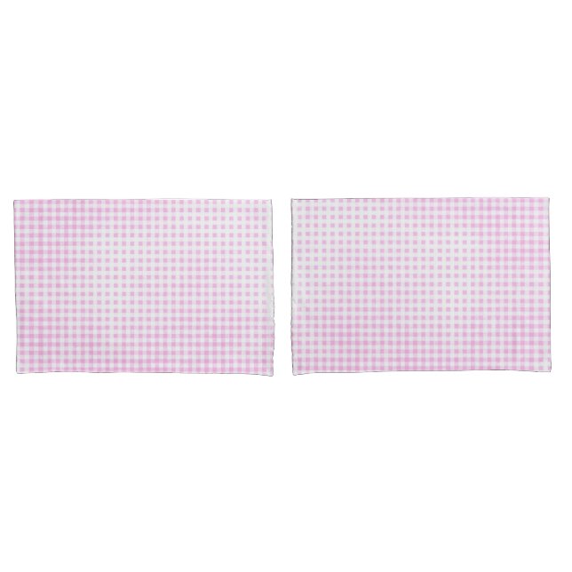 Funda De Cojín Patrón de Gingham blanco y rosa oscuro (Anverso - Set)