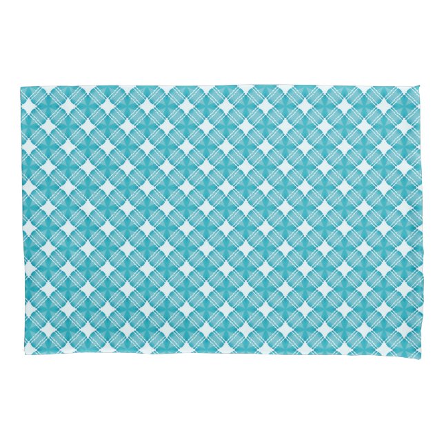 Funda De Cojín Patrón de Gingham de Cuadrícula y Estrellas (Anverso)