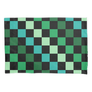 Funda De Cojín Patrón de Gingham de Green Blue Checkered