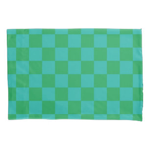 Funda De Cojín Patrón de Gingham de Green Blue Checkered