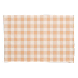 Funda De Cojín Patrón de Gingham de Peach White Checkered