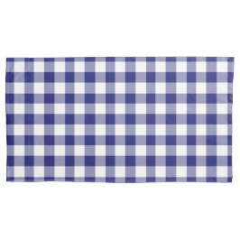 Funda De Cojín Patrón de Gingham de Placa Azul Clásica