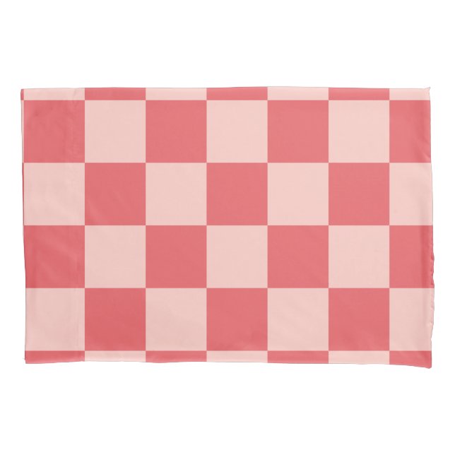 Funda De Cojín Patrón de Gingham de Red Checkered Rosa (Anverso)